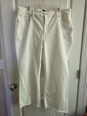 Jcrew Mid Rise Flare Crop White Denim Jeans Plus Size 35